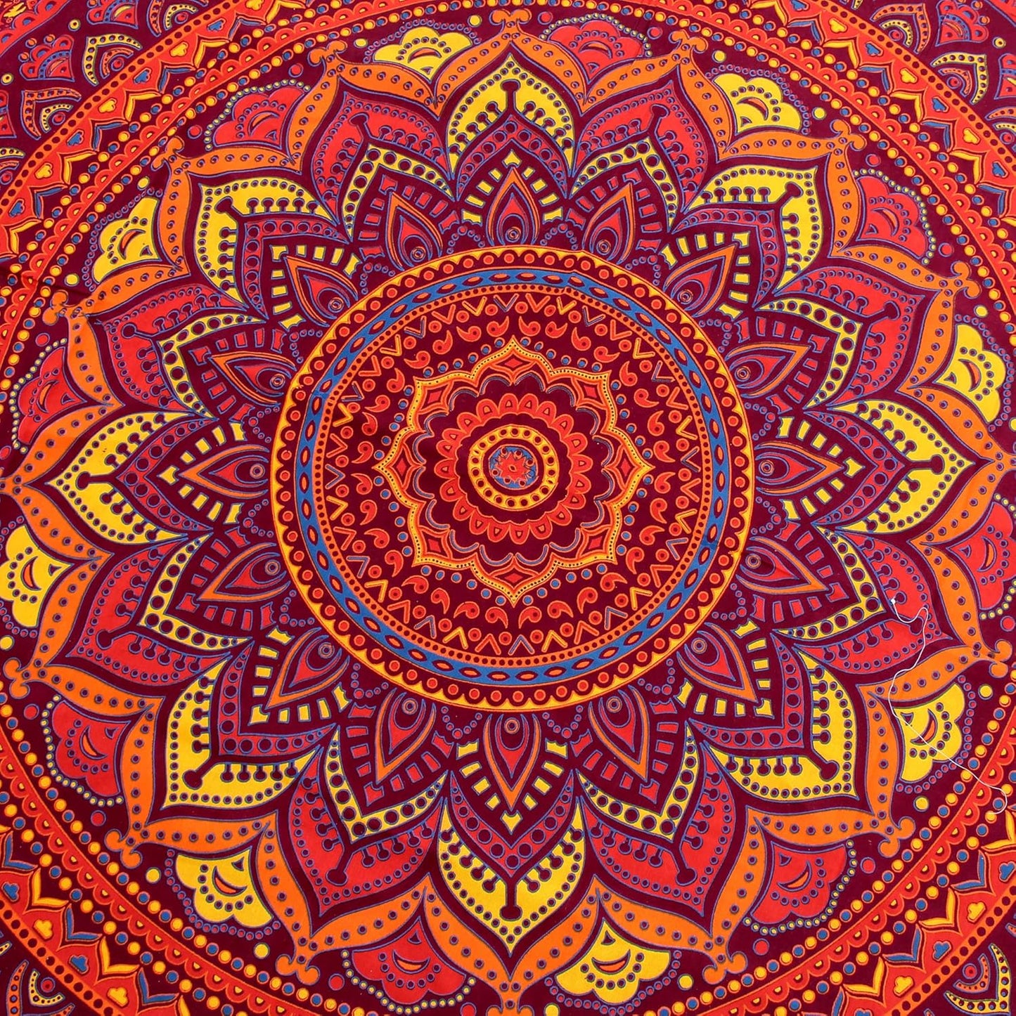 Mandala Round Beach Tapestry Boho Hippie Blanket Bohemian Large Table Cloth Home Decor Yoga Mat Meditation Picnic Rug Throw Hippy Gypsy Tablecloth Roundie (42 Inches, Orange And Blue)