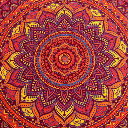 Mandala Round Beach Tapestry Boho Hippie Blanket Bohemian Large Table Cloth Home Decor Yoga Mat Meditation Picnic Rug Throw Hippy Gypsy Tablecloth Roundie (42 Inches, Orange And Blue)