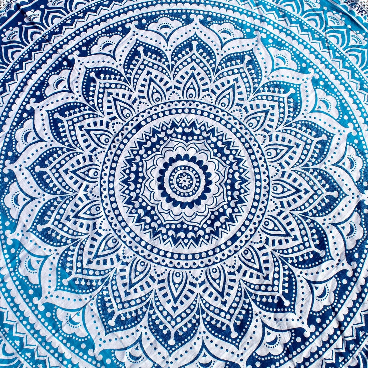 Mandala Round Beach Tapestry Boho Hippie Blanket Bohemian Large Table Cloth Home Decor Yoga Mat Meditation Picnic Rug Throw Hippy Gypsy Tablecloth Roundie (42 Inches, Orange And Blue)