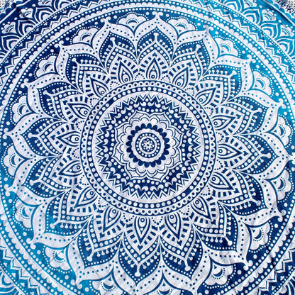 Mandala Round Beach Tapestry Boho Hippie Blanket Bohemian Large Table Cloth Home Decor Yoga Mat Meditation Picnic Rug Throw Hippy Gypsy Tablecloth Roundie (42 Inches, Orange And Blue)