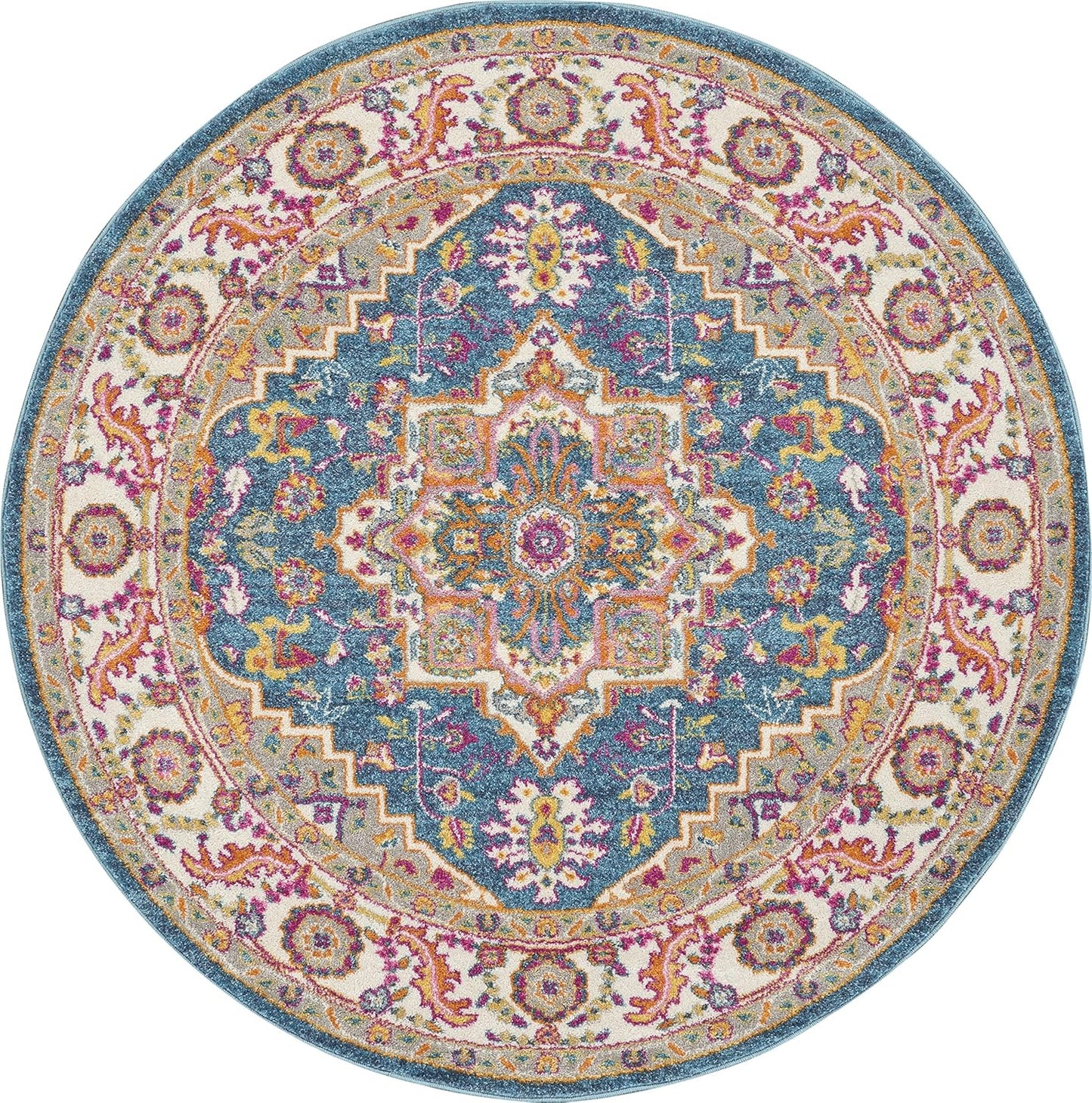 Nourison Home Passion Teal Multicolor 9' x 12' Area Rug - Easy Clean, Non Shedding, Bed Room, Living Room, Dining Room, Kitchen (9' x 12')