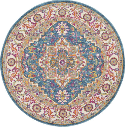 Nourison Home Passion Teal Multicolor 9' x 12' Area Rug - Easy Clean, Non Shedding, Bed Room, Living Room, Dining Room, Kitchen (9' x 12')