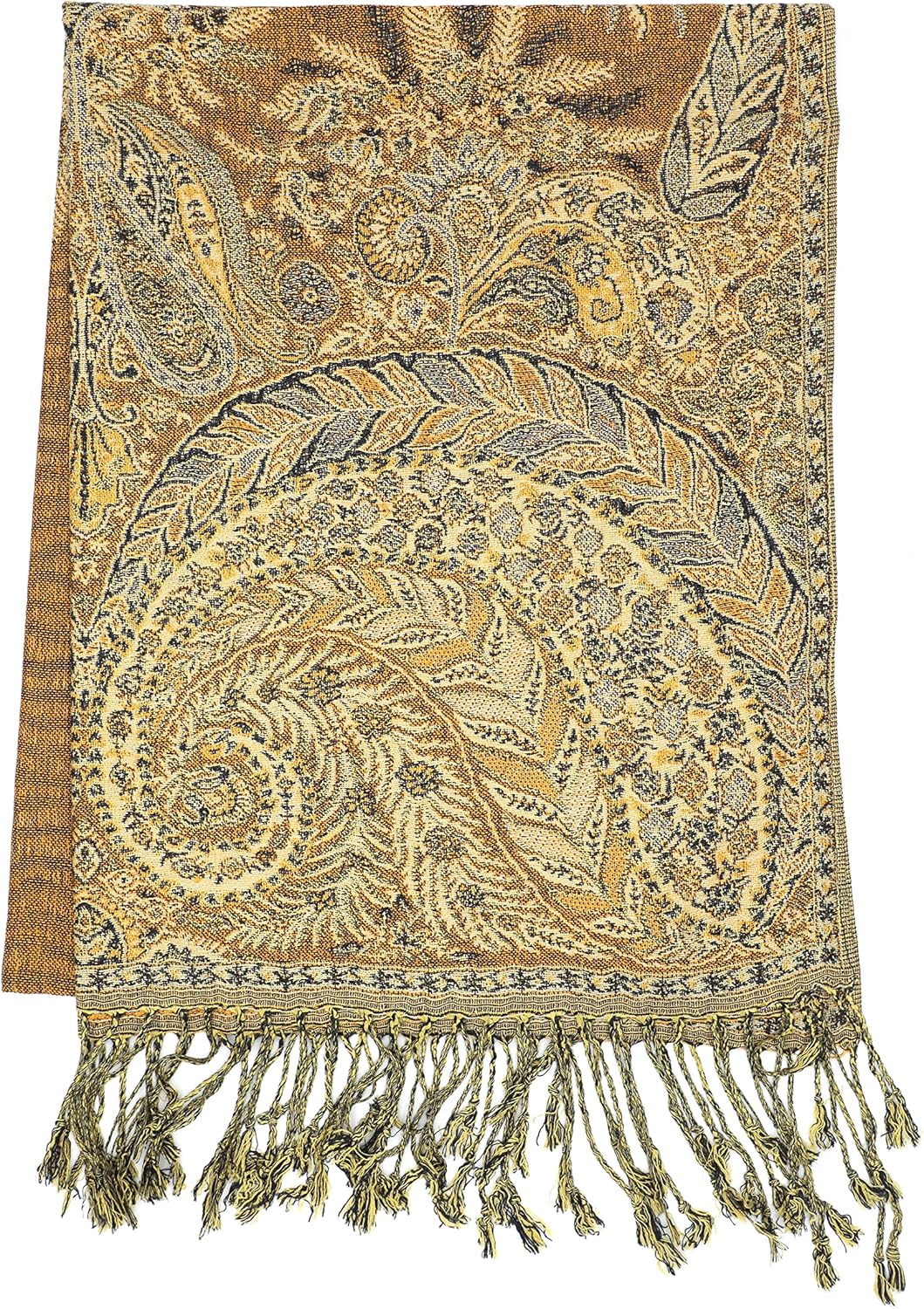 Achillea Reversible Paisley Pashmina Rave Scarf – Exotic Indian Shawls and Wraps for Evening Dresses, Festivals, All Seasons - Colors A