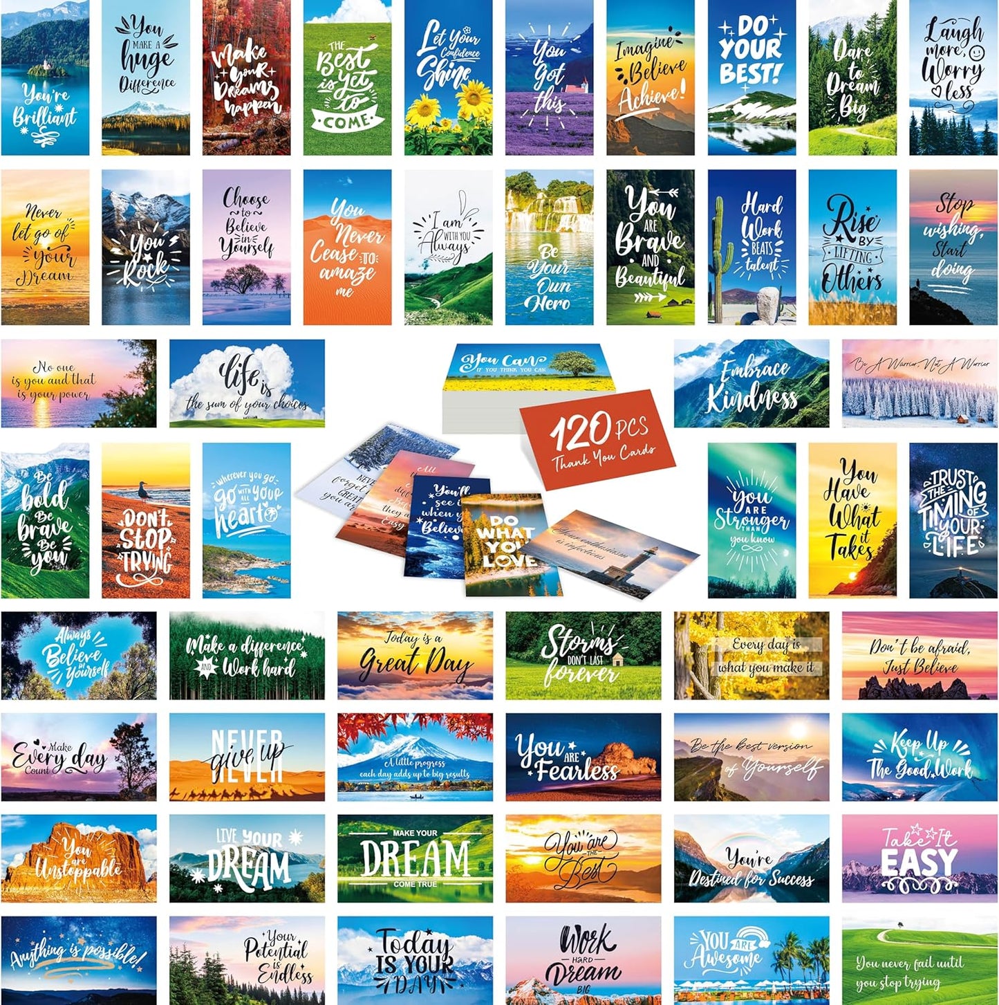 Gethelud 200 PCS Positive Affirmations Cards for Women, 60 Designs Daily Affirmations Cards, Inspirational Motivational Cards Mindfulness Cards Meditation Cards (2” x 3.5”)