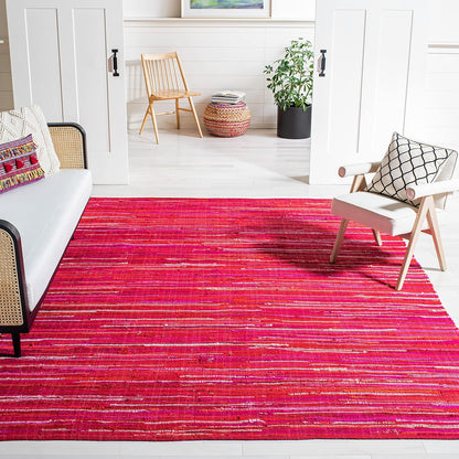 SAFAVIEH Area Rug 3x5 - Rag Rug Collection - Blue & Multi, Handmade Cotton, Boho Stripe Pattern, Ideal for Entryway, Living Room, Bedroom, Dining Space (RAR130B)