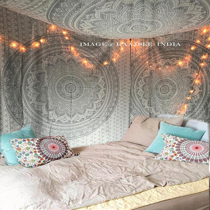 raajsee Indian Cotton Green Tapestry Mandala Wall Hangings- Tapestry For Bedroom - Indie Wall Tapestry Hippie Room Decor - Boho Small Tapestrys Aesthetic 30x40 Inches