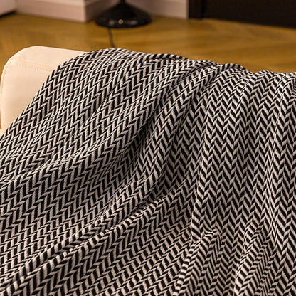 Peshtemania Premium Cotton Throw Blanket, 50x60 inches, Light Blue, Turkish Herringbone, Farmhouse Decor, Yoga Blanket, Picnic Blanket