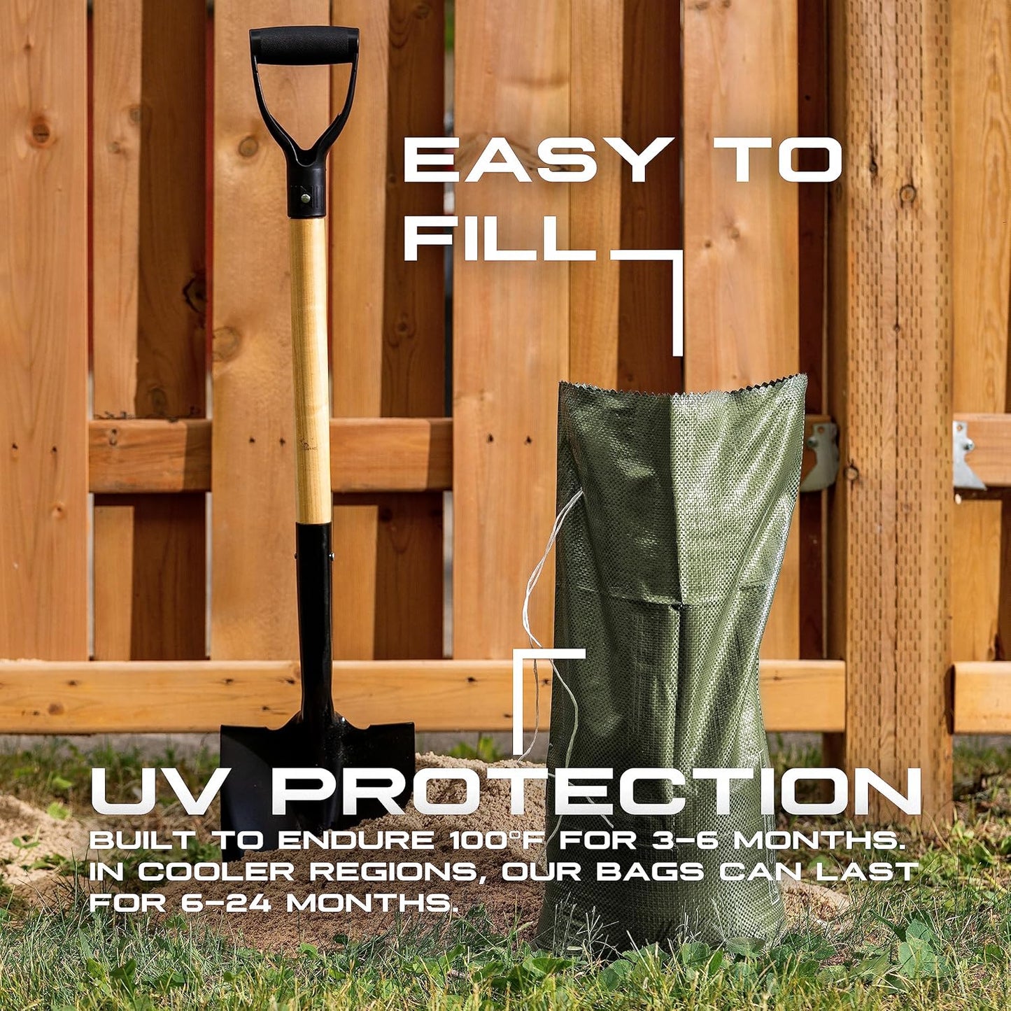 (Not Made in China) 20 Pack, Heavy Duty Sand Bags for Flooding, Empty Sandbags with Tie Strings, UV Protection 1600 Hours, Flood Control,14in x 26in, Sandbag for Weight, 50lb Capacity, White