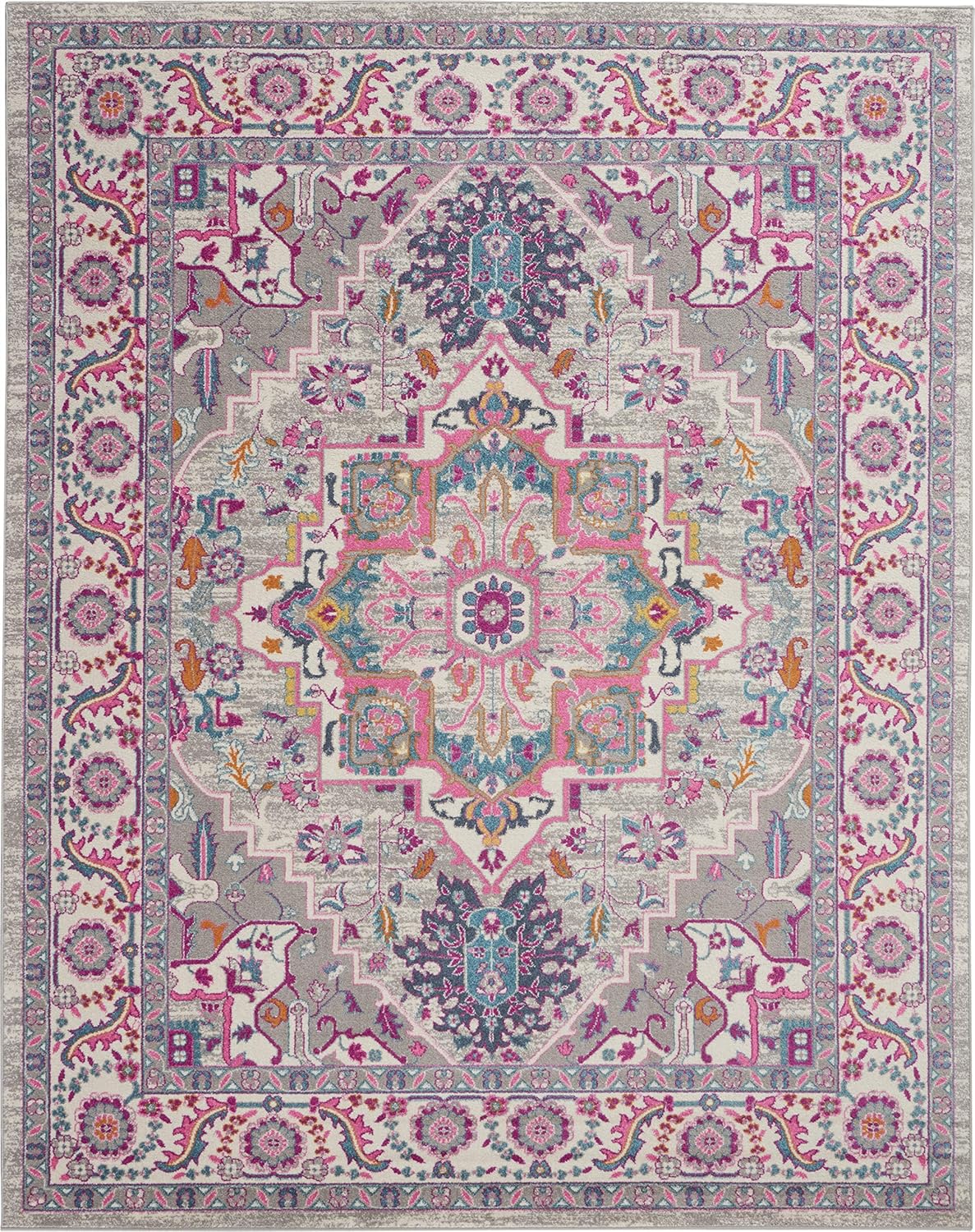 Nourison Home Passion Teal Multicolor 9' x 12' Area Rug - Easy Clean, Non Shedding, Bed Room, Living Room, Dining Room, Kitchen (9' x 12')
