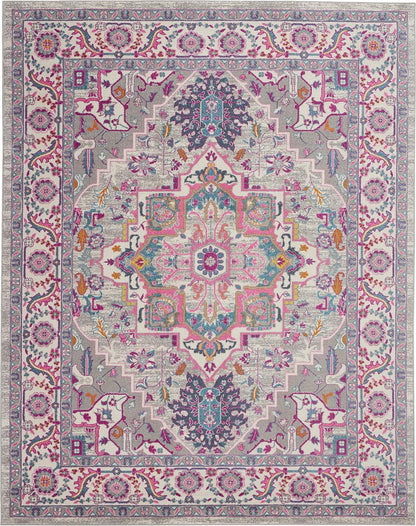 Nourison Home Passion Teal Multicolor 9' x 12' Area Rug - Easy Clean, Non Shedding, Bed Room, Living Room, Dining Room, Kitchen (9' x 12')