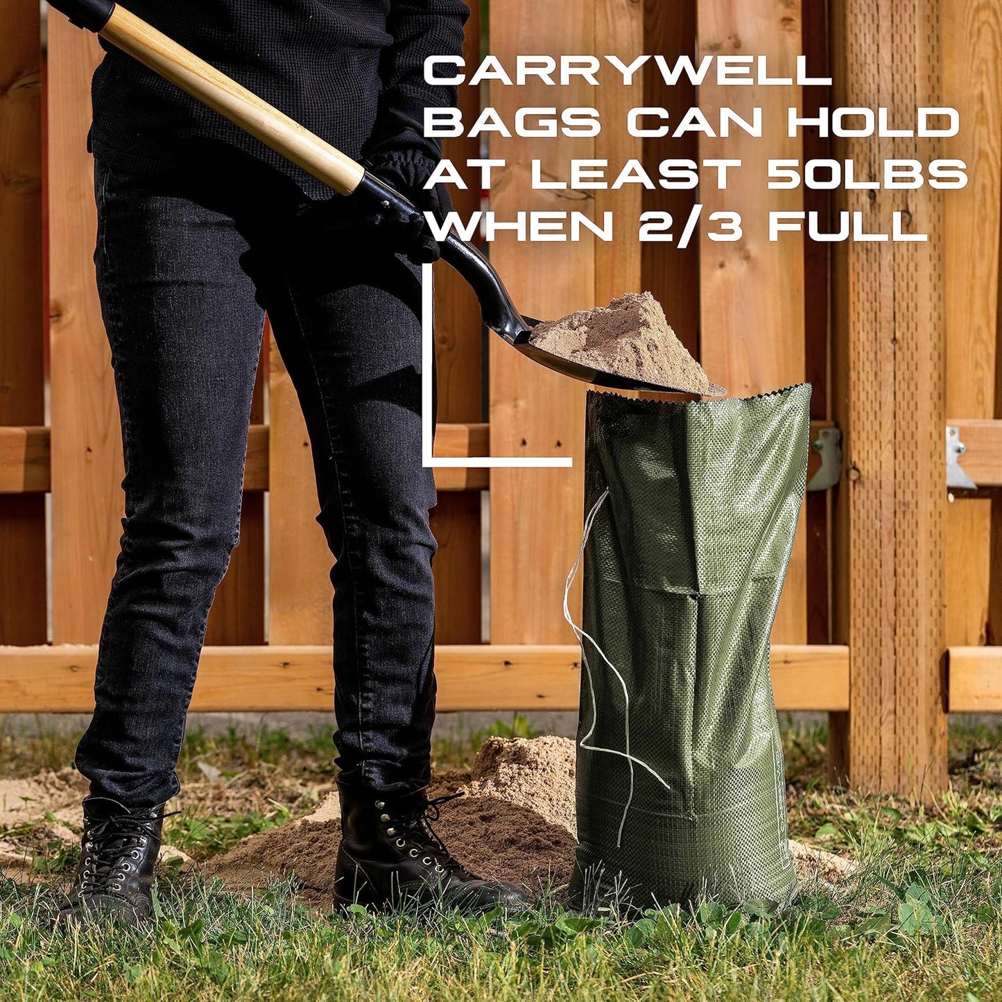 (Not Made in China) 20 Pack, Heavy Duty Sand Bags for Flooding, Empty Sandbags with Tie Strings, UV Protection 1600 Hours, Flood Control,14in x 26in, Sandbag for Weight, 50lb Capacity, White