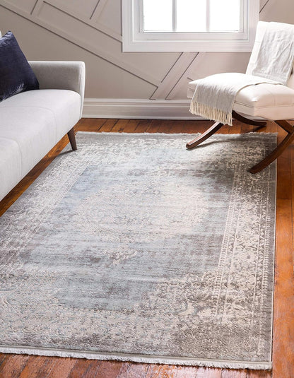 Unique Loom New Classical Collection Area Rug - Olwen (4'Round, Purple/ Gray)