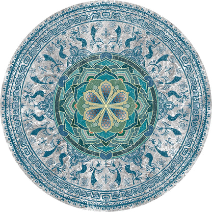 Knsbk Large Round Yoga Mat 4.6'X3.5mm for Exercise Premium Extra Thick, Ultra Comfortable, Non Slip, Meditation Mat