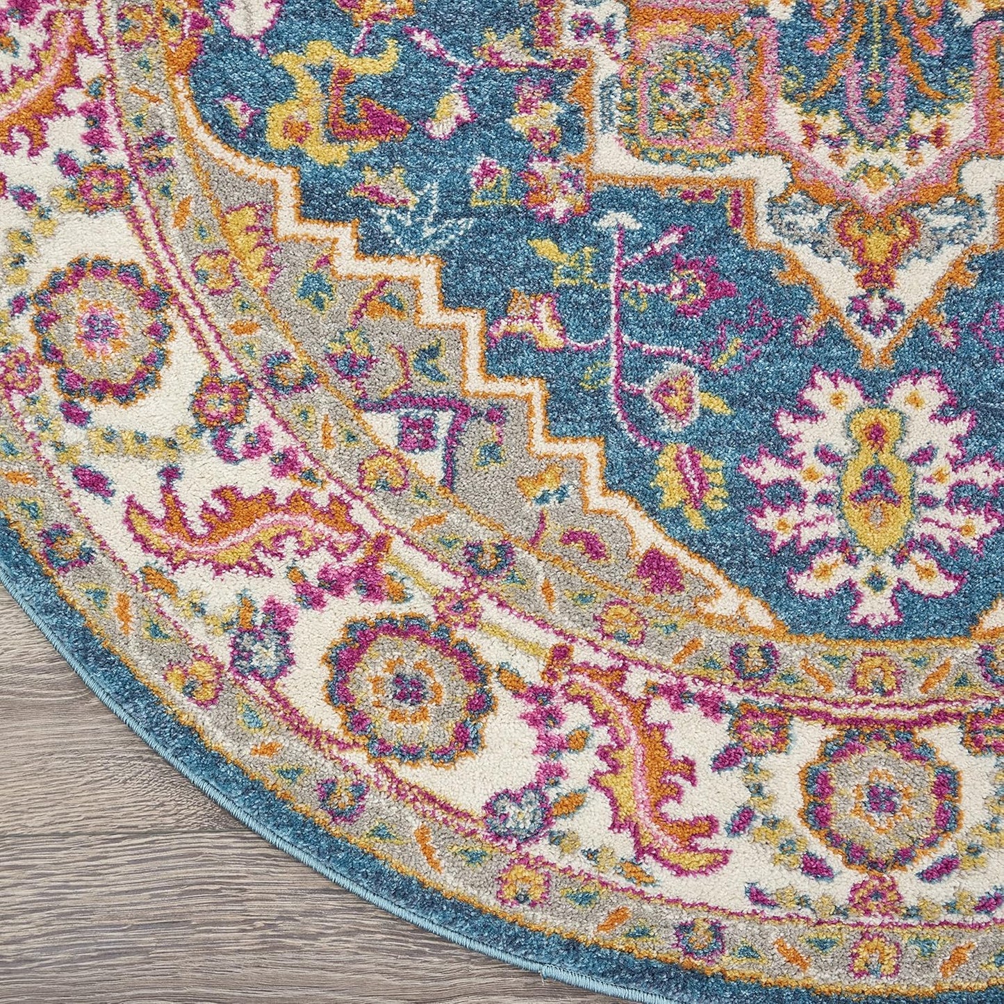 Nourison Home Passion Teal Multicolor 9' x 12' Area Rug - Easy Clean, Non Shedding, Bed Room, Living Room, Dining Room, Kitchen (9' x 12')