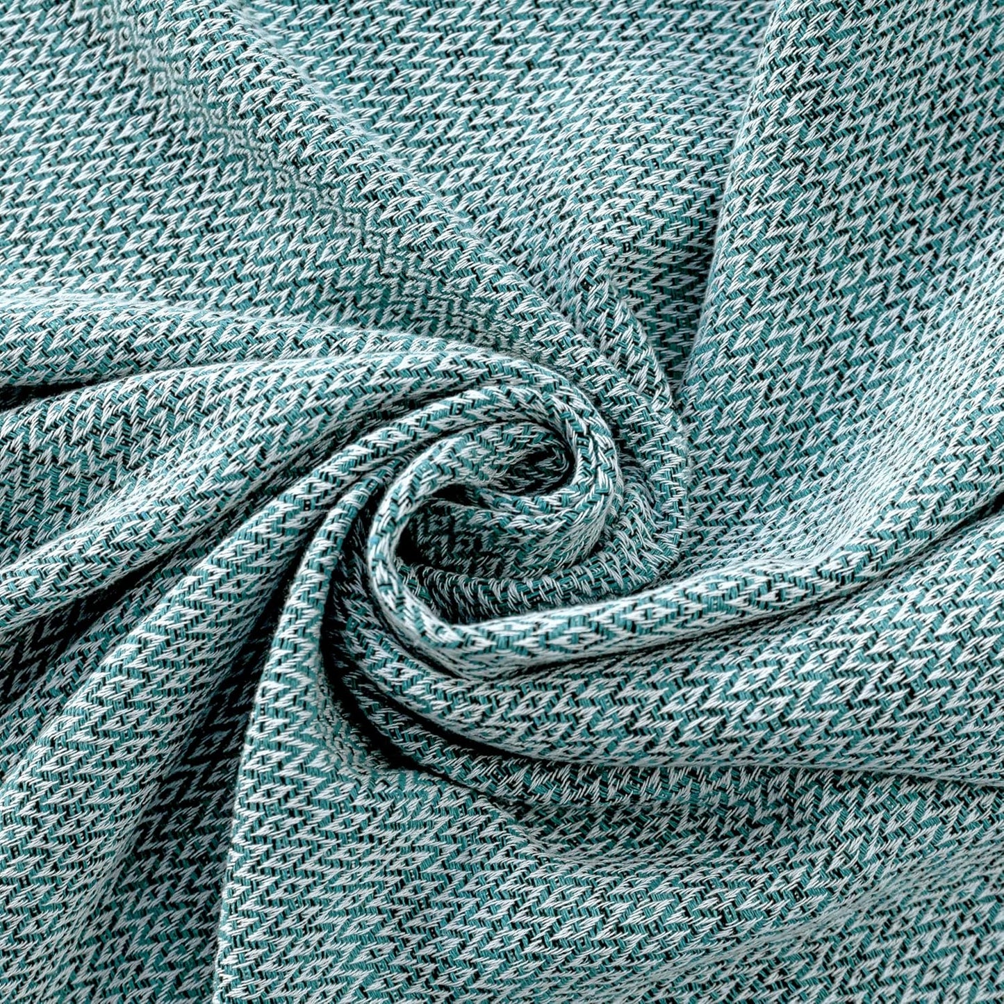 Peshtemania Premium Cotton Throw Blanket, 50x60 inches, Light Blue, Turkish Herringbone, Farmhouse Decor, Yoga Blanket, Picnic Blanket