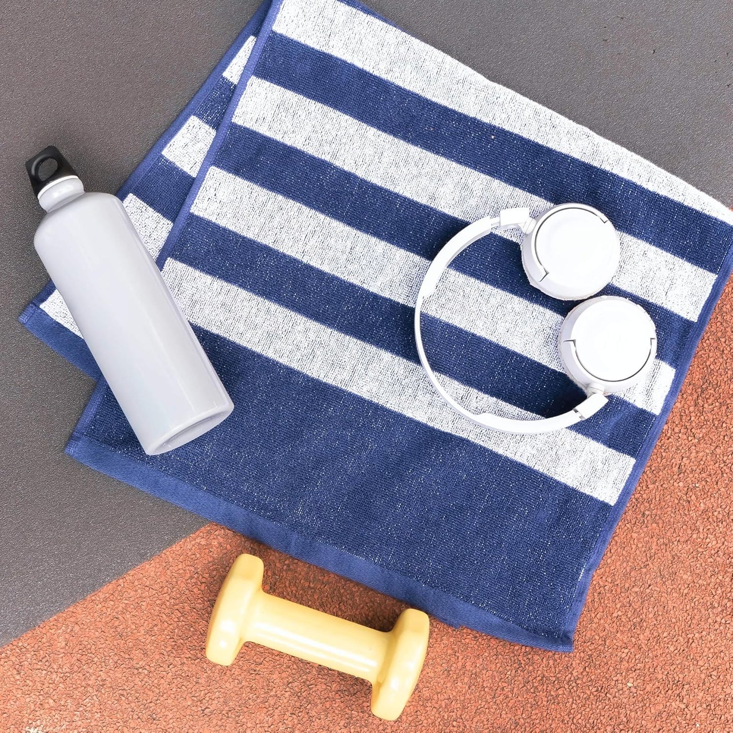 Luzia Striped Workout Towel for Sweat (Pack of 2) - Premium Quality 100% Turkish Cotton - Lightweight and Super Absorbent for Exercise, Sports, Workout, Fitness, Gym, Yoga, Running (Orange)