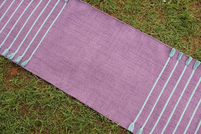 Cotton Organic Yoga Mat - Eco-Friendly Hand-Woven Rug - Handloom Foldable Yoga Mat for Everyday Fitness Maditation Rug - (24”x72”)