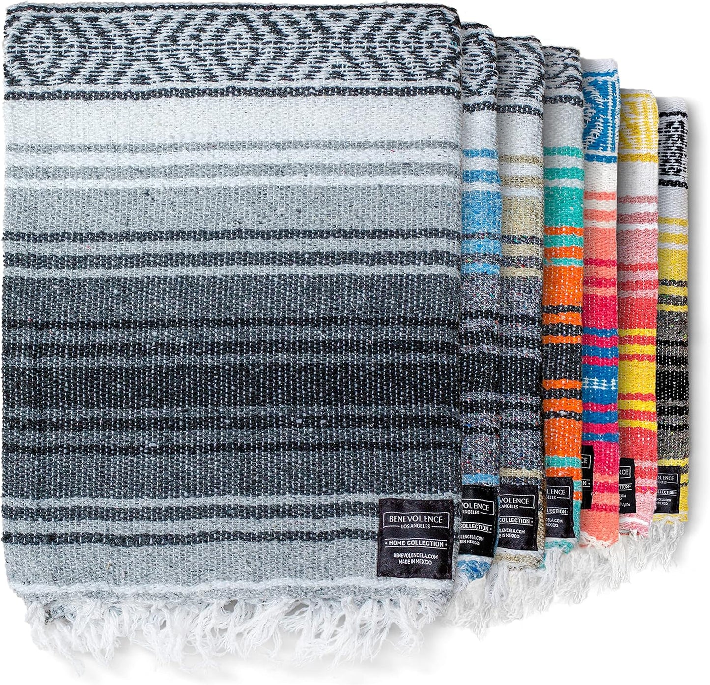 Benevolence LA Authentic Handwoven Mexican Blanket | Yoga Blankets, Outdoor, Picnic, Beach, Camping | Equestrian Saddle | Serape 50x70 inches - Coral, Pack of 1