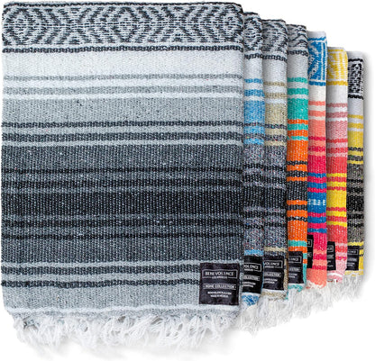 Benevolence LA Authentic Handwoven Mexican Blanket | Yoga Blankets, Outdoor, Picnic, Beach, Camping | Equestrian Saddle | Serape 50x70 inches - Coral, Pack of 1