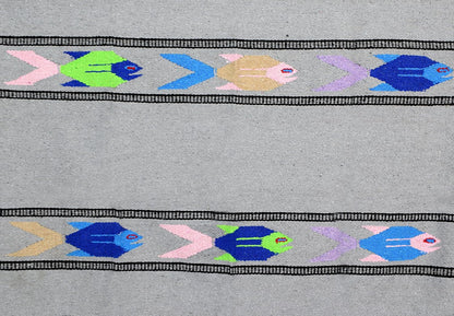 Open Road Goods Thick Mexican Yoga Blanket - Serape Fish Design - Handmade (Mint)