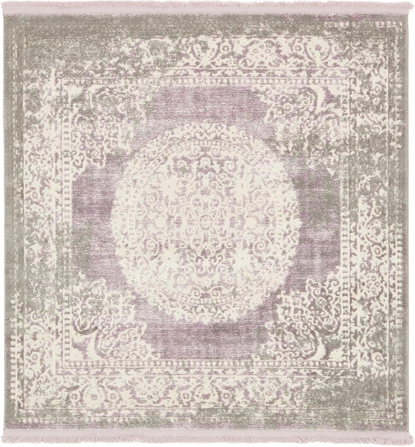 Unique Loom New Classical Collection Area Rug - Olwen (4'Round, Purple/ Gray)