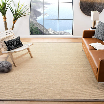 SAFAVIEH Area Rug 11x15 - Natural Fiber Collection - Large - Maize & Linen Color, Sisal, Woven Design with Border (NF141B) - Colors A