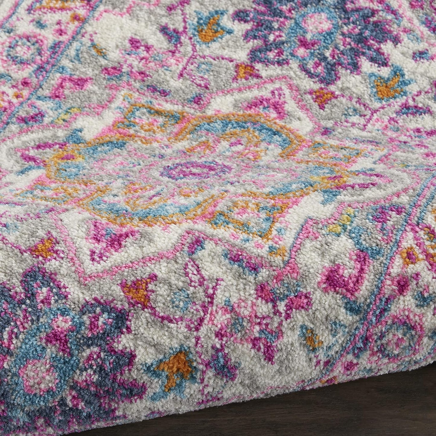 Nourison Home Passion Teal Multicolor 9' x 12' Area Rug - Easy Clean, Non Shedding, Bed Room, Living Room, Dining Room, Kitchen (9' x 12')