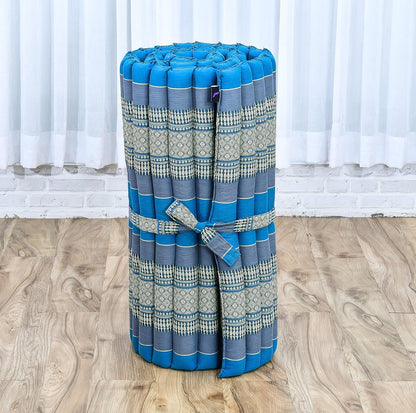Leewadee - Kapok Roll Mat – Handcrafted Folding Sleep & Relaxation Mattress from Thailand, Ideal as Guest Bed, Camping Mat, Yoga Mat or Traditional Futon, 75 x 39 inches, Anthracite