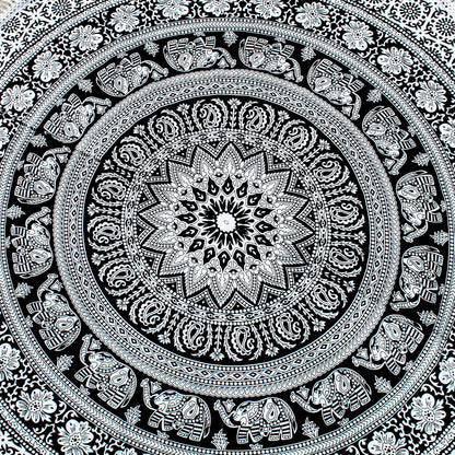 Mandala Round Beach Tapestry Boho Hippie Blanket Bohemian Large Table Cloth Home Decor Yoga Mat Meditation Picnic Rug Throw Hippy Gypsy Tablecloth Roundie (42 Inches, Orange And Blue)