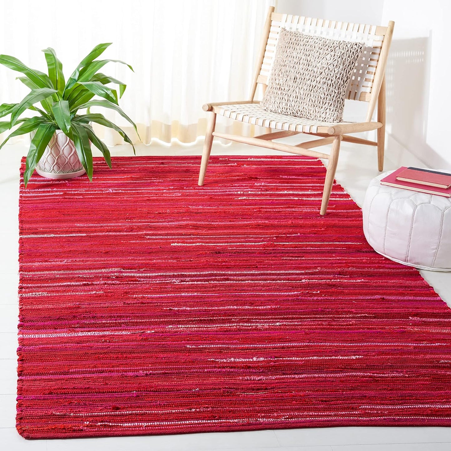 SAFAVIEH Area Rug 3x5 - Rag Rug Collection - Blue & Multi, Handmade Cotton, Boho Stripe Pattern, Ideal for Entryway, Living Room, Bedroom, Dining Space (RAR130B)