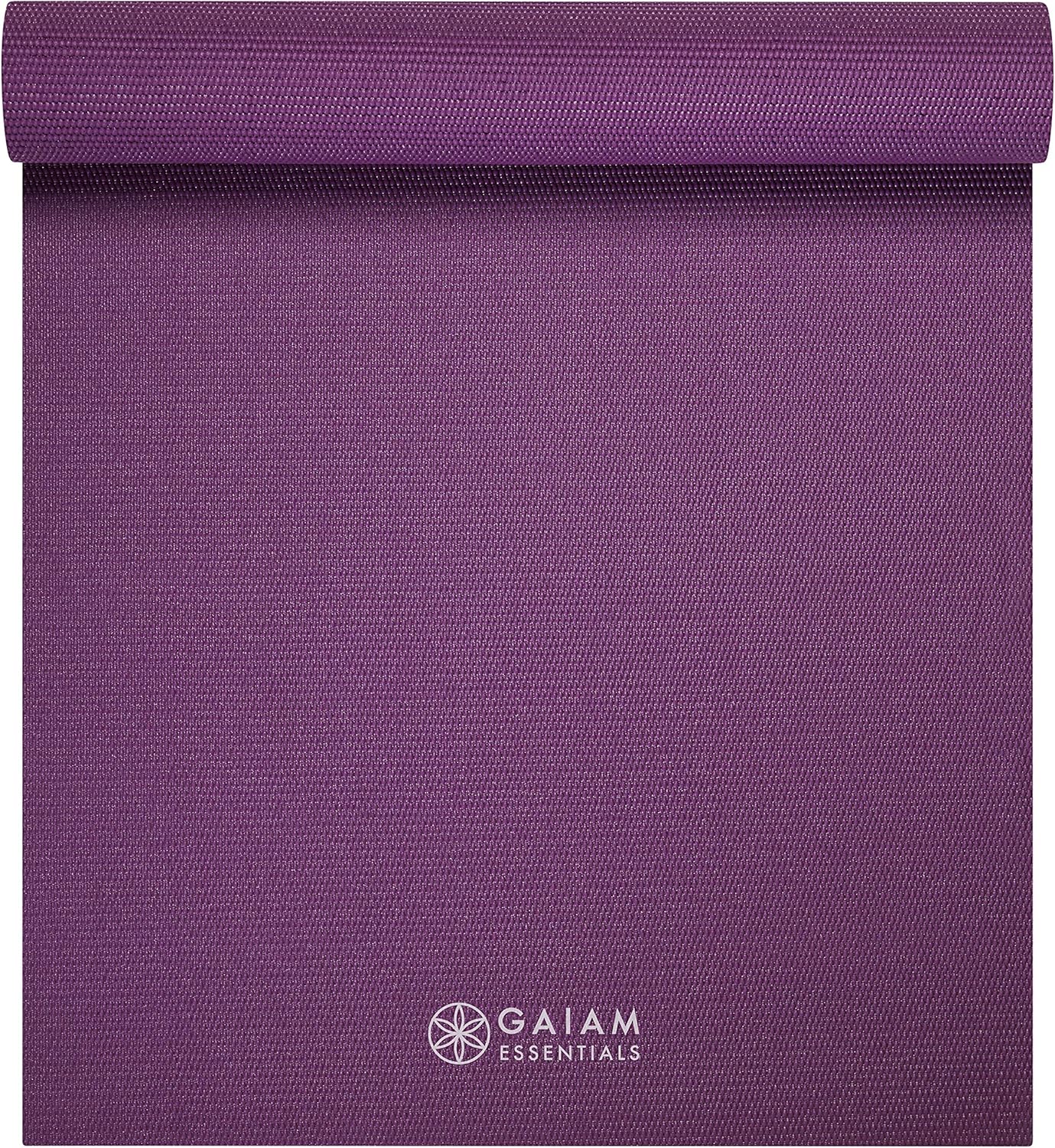 Gaiam Essentials 1/4" Thin (6mm) Yoga & Pilates, Fitness & Exercise Mat with Easy-Cinch Carrier Strap Cusion Support For Fitness and Gym Workouts
