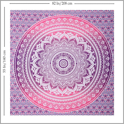THE ART BOX Original Gold Tapestry Wall Hanging Mandala – Cotton Throw Tapestry – Boho Bedding White and Gold Medium Bedspread 54x60 Inches – Meditation & Yoga Rug Mat
