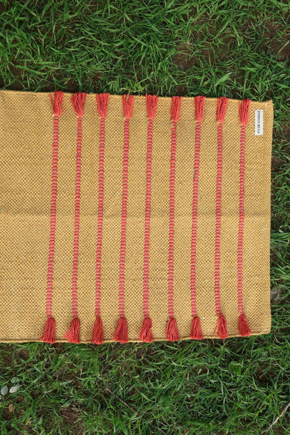 Cotton Organic Yoga Mat - Eco-Friendly Hand-Woven Rug - Handloom Foldable Yoga Mat for Everyday Fitness Maditation Rug - (24”x72”)