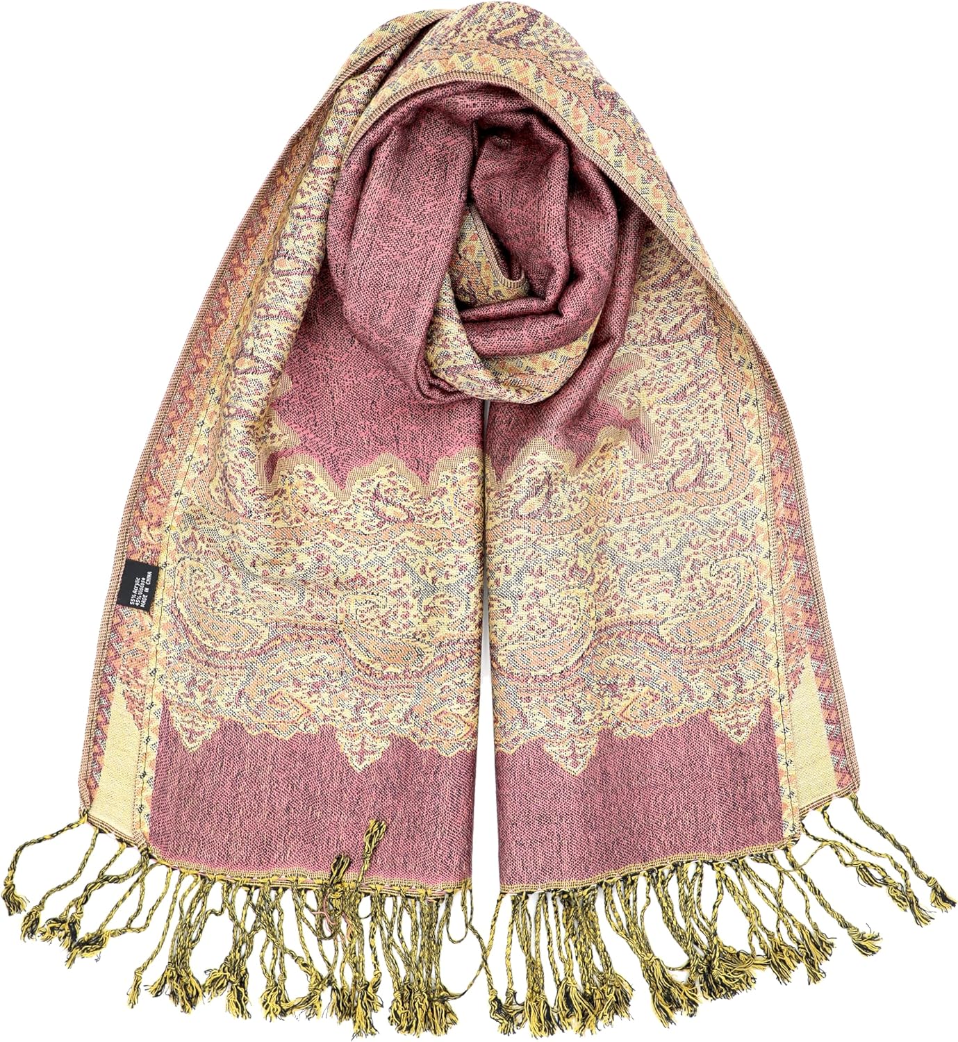 Achillea Reversible Paisley Pashmina Rave Scarf – Exotic Indian Shawls and Wraps for Evening Dresses, Festivals, All Seasons - Colors A