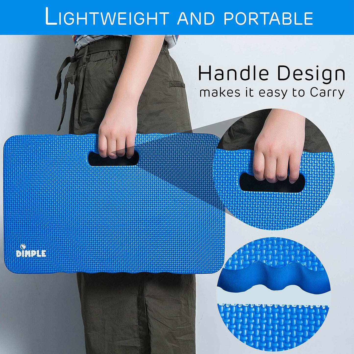 Dimple Thick Kneeling Pad | Garden Pad for Gardening | Kneeling Pad for Work | Garden & Bathtub Kneeler for Baby Bath | Kneeling Mat for Exercise & Yoga (XL) 17.8 x 11, Thickest 1-½"(2 Pack, Blue)
