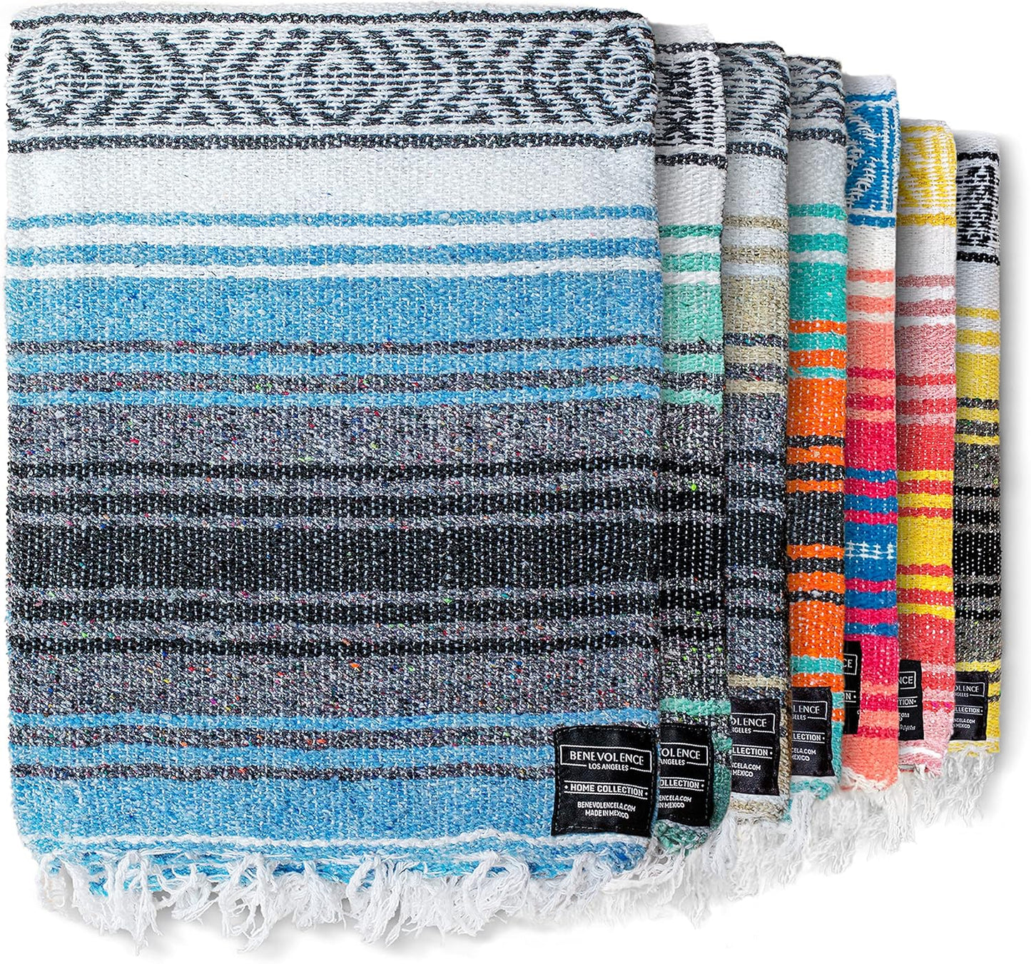 Benevolence LA Authentic Handwoven Mexican Blanket | Yoga Blankets, Outdoor, Picnic, Beach, Camping | Equestrian Saddle | Serape 50x70 inches - Coral, Pack of 1
