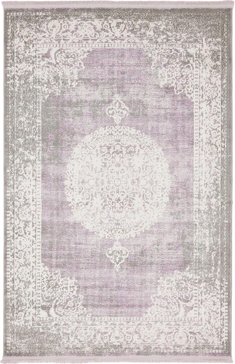 Unique Loom New Classical Collection Area Rug - Olwen (4'Round, Purple/ Gray)