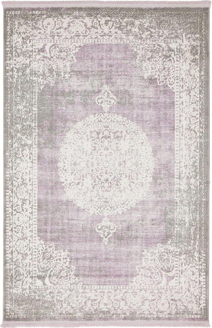 Unique Loom New Classical Collection Area Rug - Olwen (4'Round, Purple/ Gray)