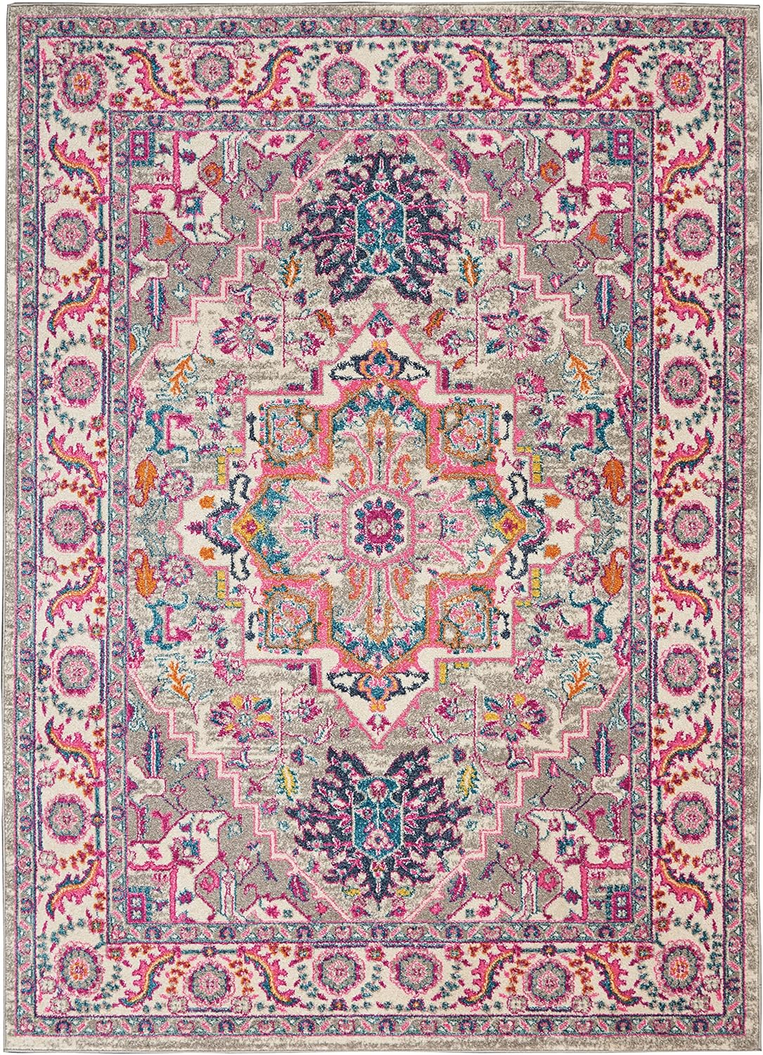 Nourison Home Passion Teal Multicolor 9' x 12' Area Rug - Easy Clean, Non Shedding, Bed Room, Living Room, Dining Room, Kitchen (9' x 12')