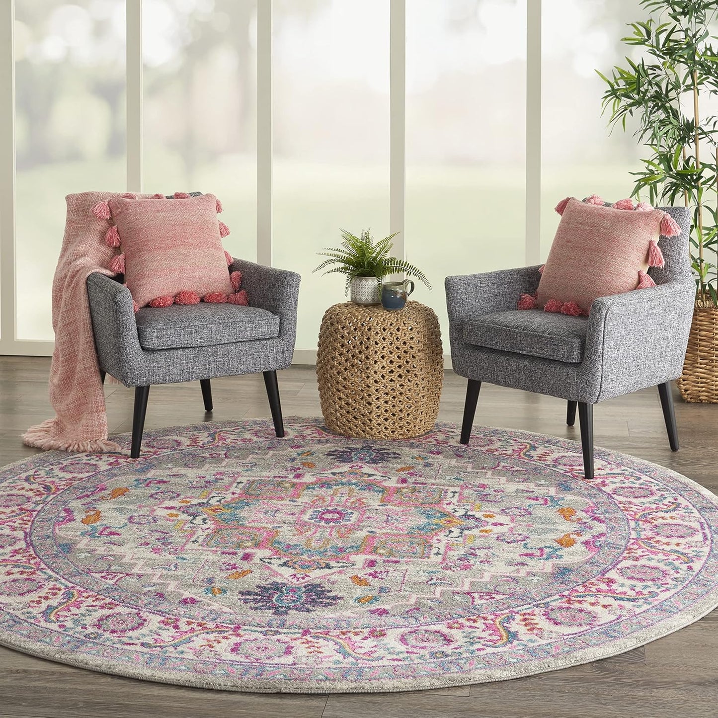 Nourison Home Passion Teal Multicolor 9' x 12' Area Rug - Easy Clean, Non Shedding, Bed Room, Living Room, Dining Room, Kitchen (9' x 12')