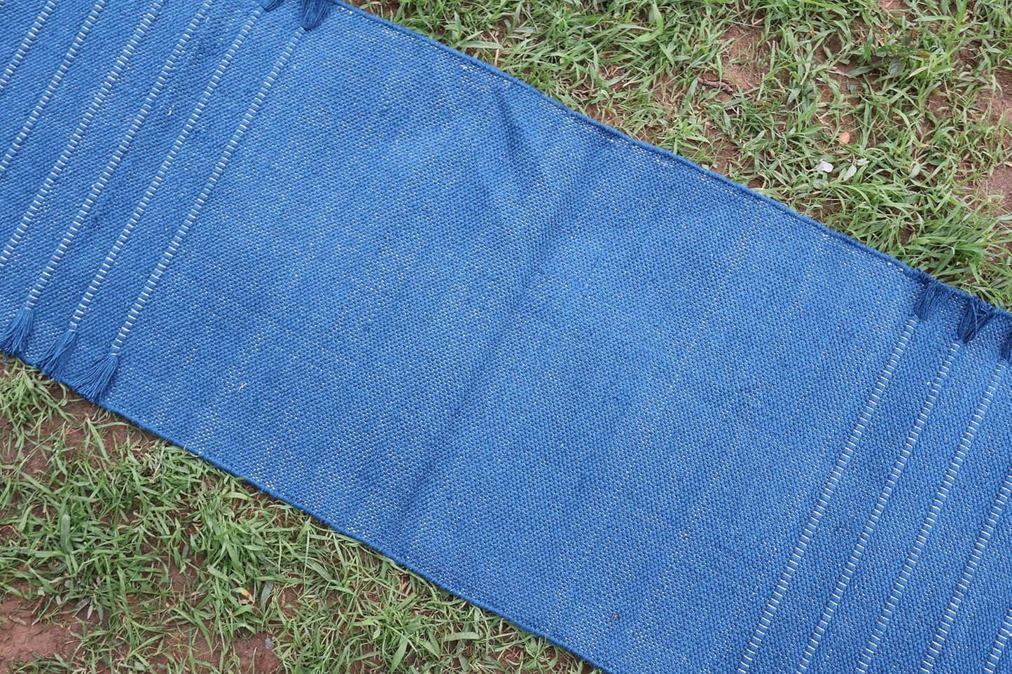 EcoComfort Cotton Yoga Mat - Hand-Woven, Extra-Thick for Ultimate Home Fitness - Durable & Stylish Yoga Rug (24”x72”x5mm)