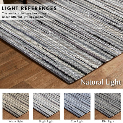 Ramanta Home 100% Cotton Chindi Hosiery Rug 24x36 Inch - Dark Multi, Farmhouse Reversible Soft Bohemeian Rugs Ideal for Entryways, Kitchen, Bedroom | Durable Lightweight Handmade Accent Doormat