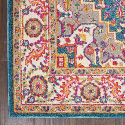 Nourison Home Passion Teal Multicolor 9' x 12' Area Rug - Easy Clean, Non Shedding, Bed Room, Living Room, Dining Room, Kitchen (9' x 12')