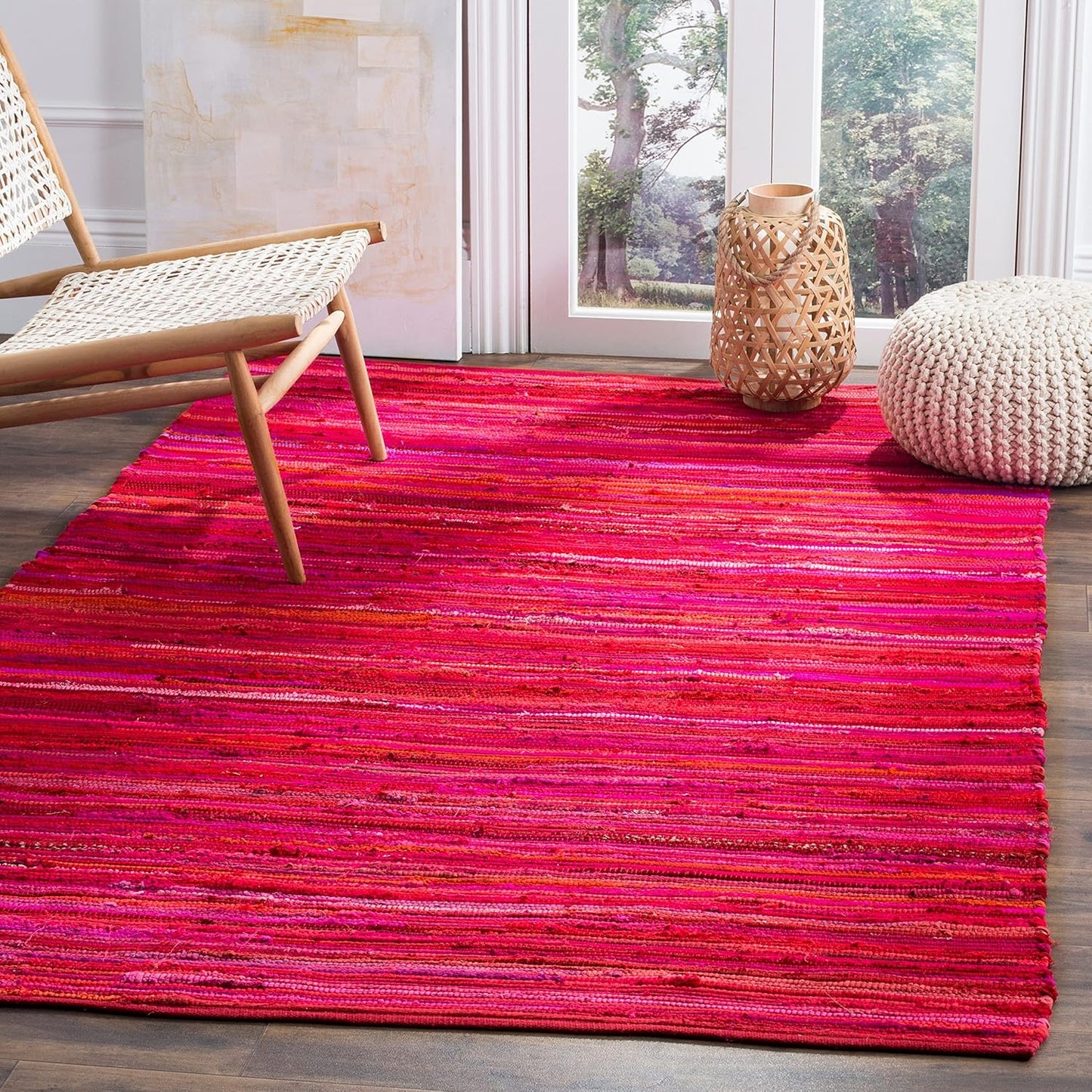 SAFAVIEH Area Rug 3x5 - Rag Rug Collection - Blue & Multi, Handmade Cotton, Boho Stripe Pattern, Ideal for Entryway, Living Room, Bedroom, Dining Space (RAR130B)