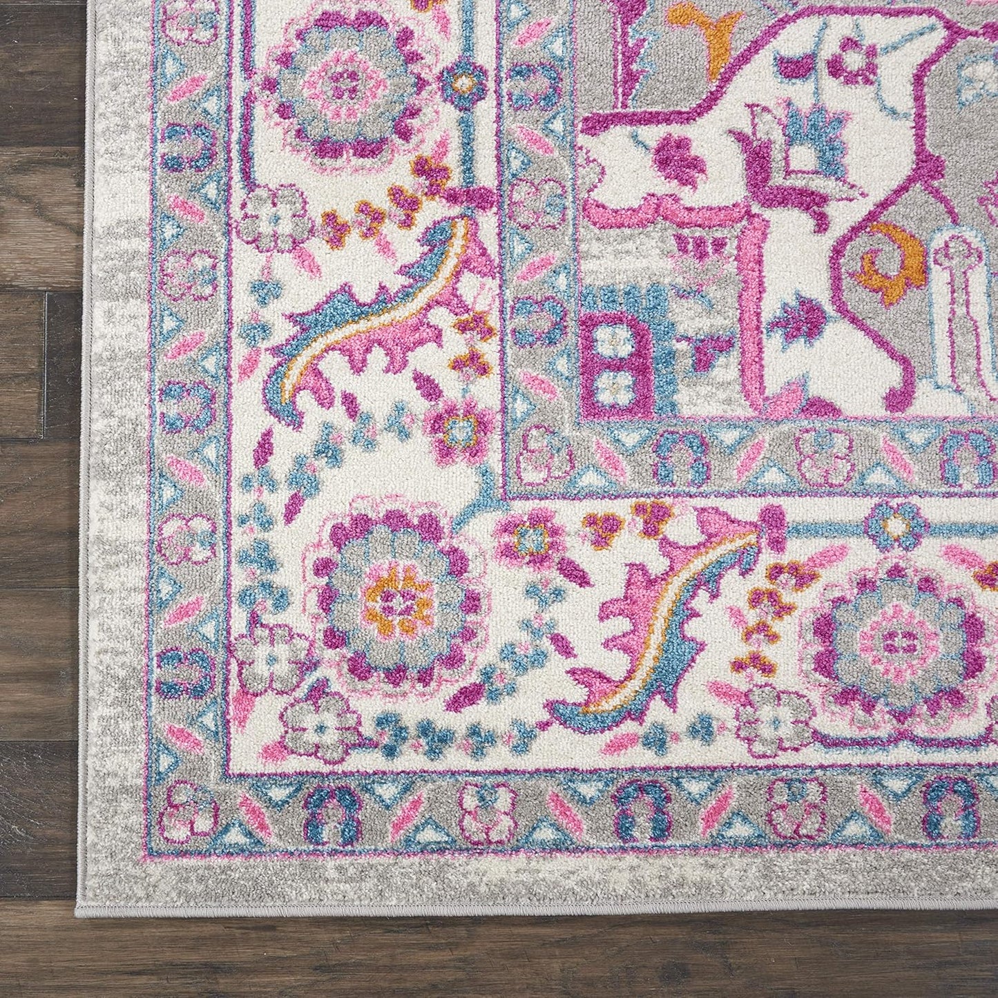 Nourison Home Passion Teal Multicolor 9' x 12' Area Rug - Easy Clean, Non Shedding, Bed Room, Living Room, Dining Room, Kitchen (9' x 12')