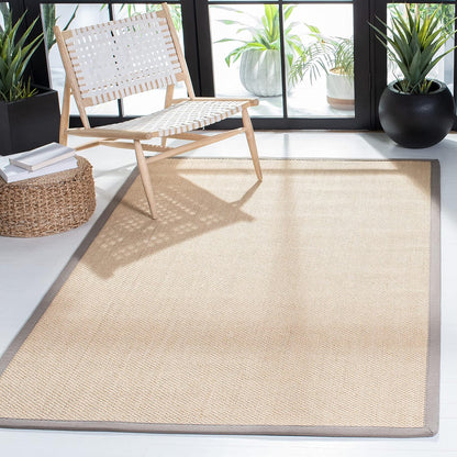 SAFAVIEH Area Rug 11x15 - Natural Fiber Collection - Large - Maize & Linen Color, Sisal, Woven Design with Border (NF141B) - Colors B