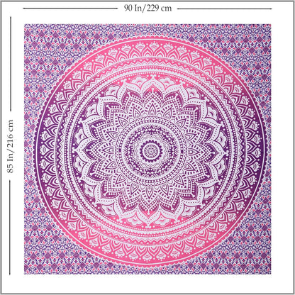 THE ART BOX Original Gold Tapestry Wall Hanging Mandala – Cotton Throw Tapestry – Boho Bedding White and Gold Medium Bedspread 54x60 Inches – Meditation & Yoga Rug Mat
