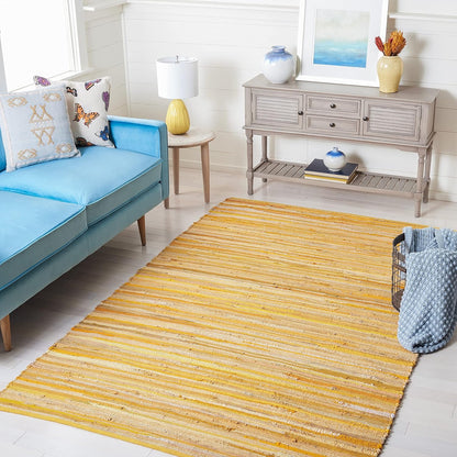 SAFAVIEH Area Rug 3x5 - Rag Rug Collection - Blue & Multi, Handmade Cotton, Boho Stripe Pattern, Ideal for Entryway, Living Room, Bedroom, Dining Space (RAR130B)