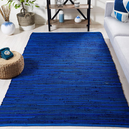 SAFAVIEH Area Rug 3x5 - Rag Rug Collection - Blue & Multi, Handmade Cotton, Boho Stripe Pattern, Ideal for Entryway, Living Room, Bedroom, Dining Space (RAR130B)