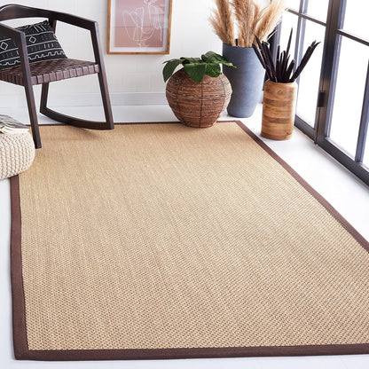SAFAVIEH Area Rug 11x15 - Natural Fiber Collection - Large - Maize & Linen Color, Sisal, Woven Design with Border (NF141B) - Colors B
